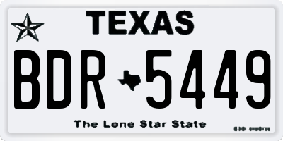 TX license plate BDR5449