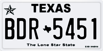 TX license plate BDR5451