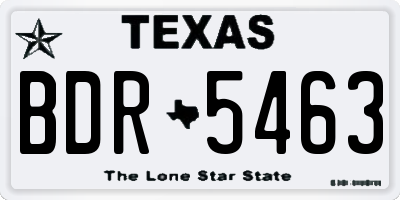 TX license plate BDR5463