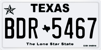 TX license plate BDR5467