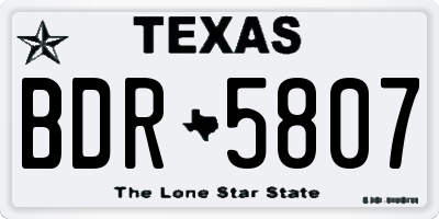 TX license plate BDR5807