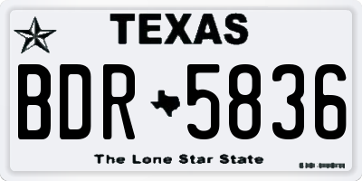 TX license plate BDR5836