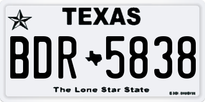 TX license plate BDR5838