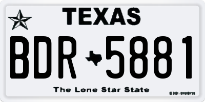 TX license plate BDR5881