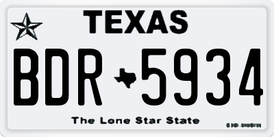 TX license plate BDR5934