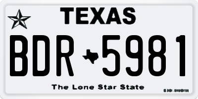 TX license plate BDR5981