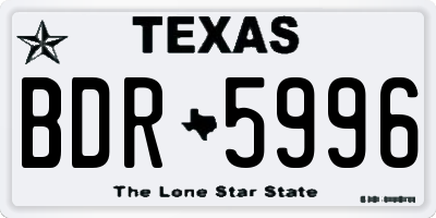 TX license plate BDR5996