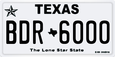 TX license plate BDR6000