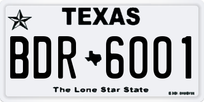 TX license plate BDR6001