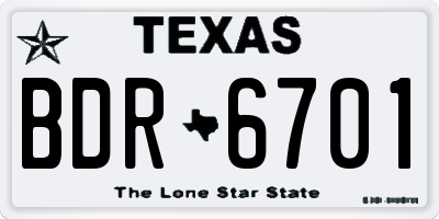 TX license plate BDR6701