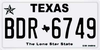 TX license plate BDR6749