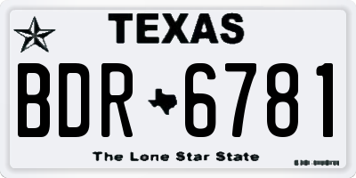 TX license plate BDR6781