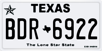 TX license plate BDR6922