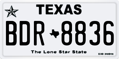 TX license plate BDR8836