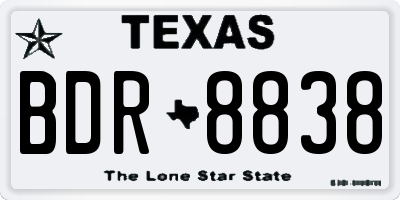 TX license plate BDR8838