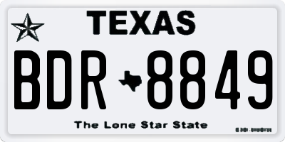 TX license plate BDR8849