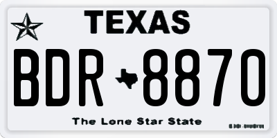 TX license plate BDR8870