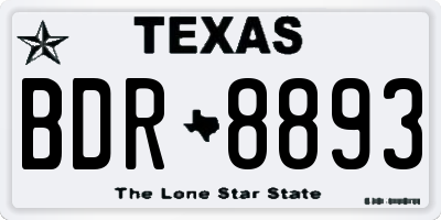 TX license plate BDR8893