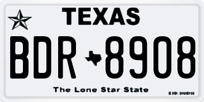 TX license plate BDR8908