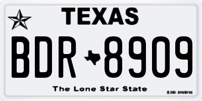 TX license plate BDR8909
