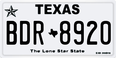 TX license plate BDR8920