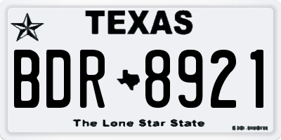 TX license plate BDR8921