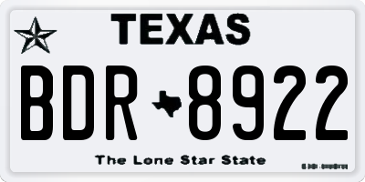 TX license plate BDR8922