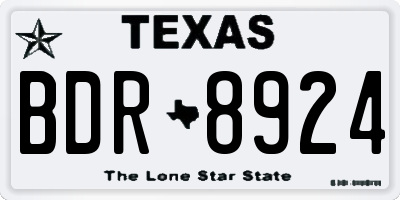 TX license plate BDR8924