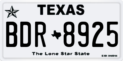 TX license plate BDR8925