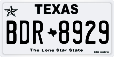 TX license plate BDR8929