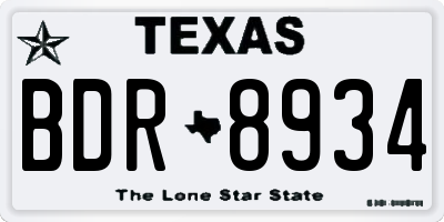 TX license plate BDR8934