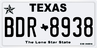 TX license plate BDR8938
