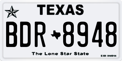 TX license plate BDR8948