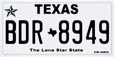TX license plate BDR8949