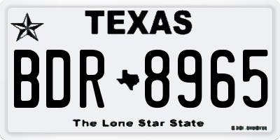 TX license plate BDR8965