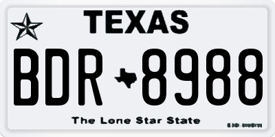 TX license plate BDR8988