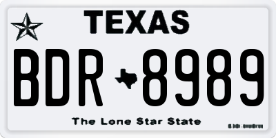 TX license plate BDR8989