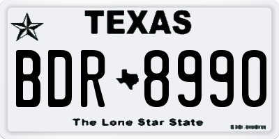TX license plate BDR8990