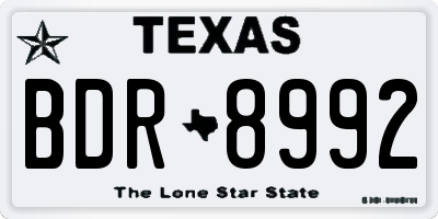 TX license plate BDR8992