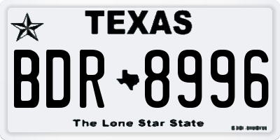 TX license plate BDR8996
