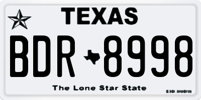TX license plate BDR8998