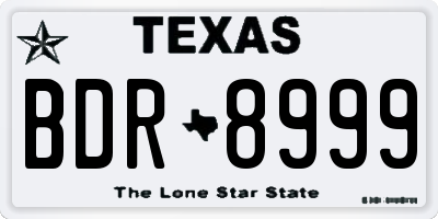 TX license plate BDR8999