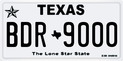 TX license plate BDR9000