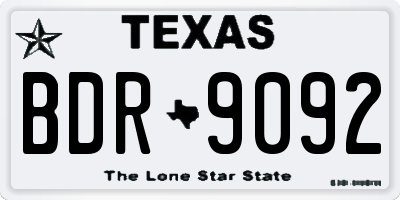 TX license plate BDR9092