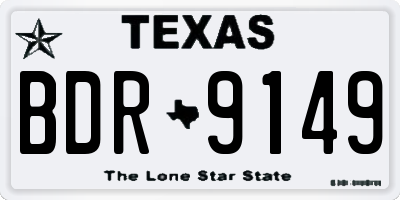 TX license plate BDR9149