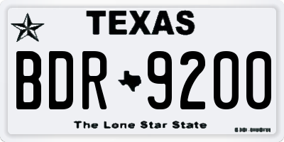 TX license plate BDR9200