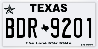 TX license plate BDR9201