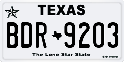 TX license plate BDR9203