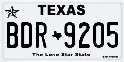 TX license plate BDR9205
