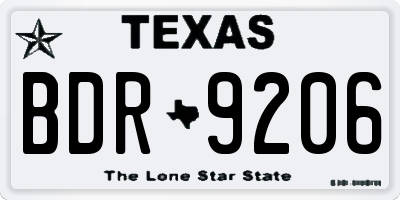 TX license plate BDR9206